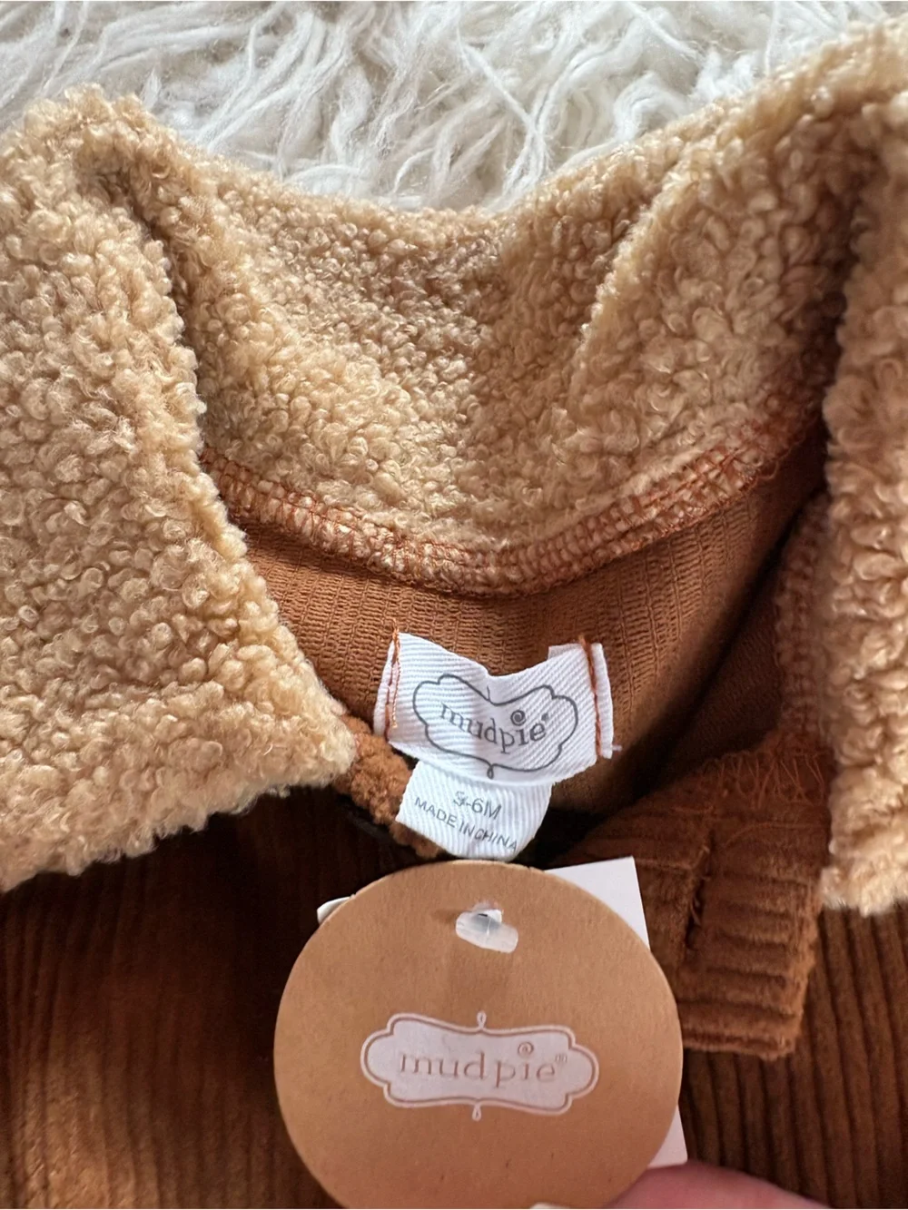 NWT Mud Pie Baby Boy Corduroy Romper Brown 3-6M